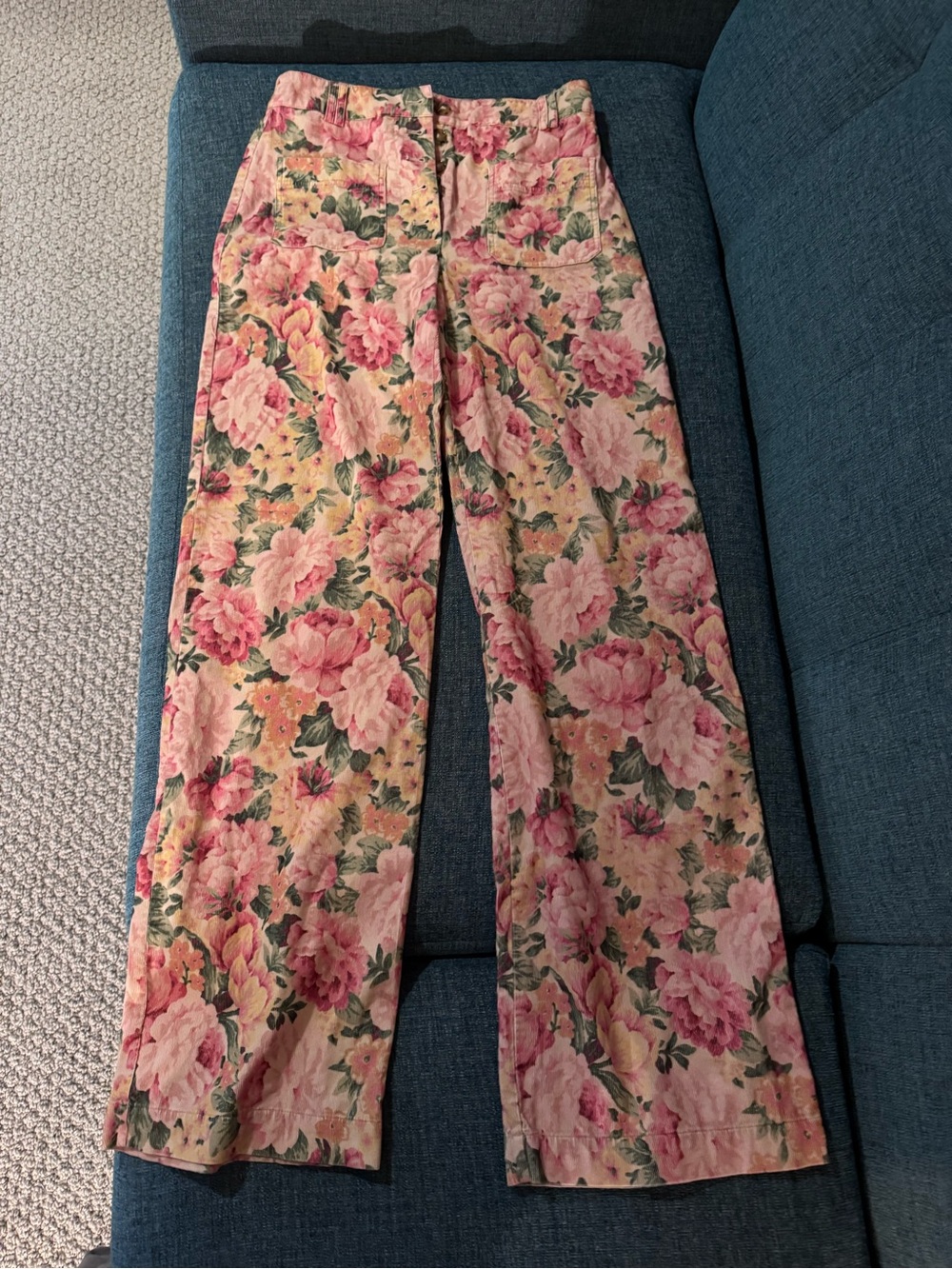 Sezane Pink Floral Straight-Leg Cotton Trousers - Picture 4 of 7